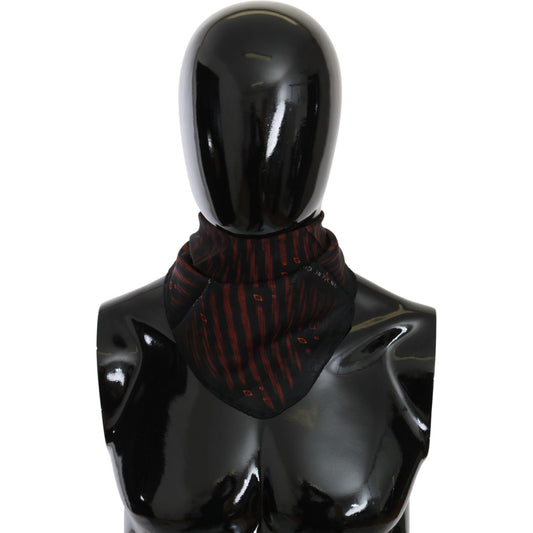 Costume National Elegant Silk Scarf Bandana Hat in Black Orange Silk Scarves Costume National Black