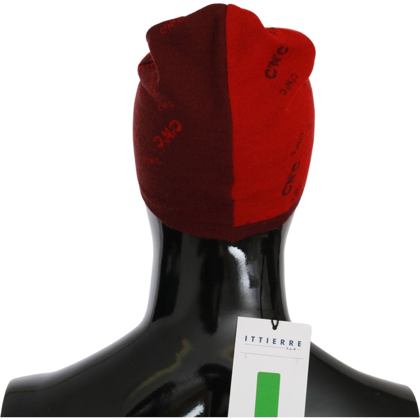 Costume National Red Wool Blend Branded Beanie Hat