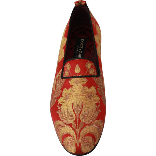 Dolce & Gabbana Rose Gold Brocade Loafers Slide Flats Dolce & Gabbana Sienna