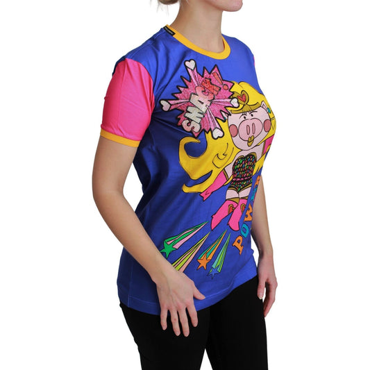 Dolce & Gabbana Chic Crewneck Cotton Tee with Supergirl Motive Dolce & Gabbana Dark Slate Gray