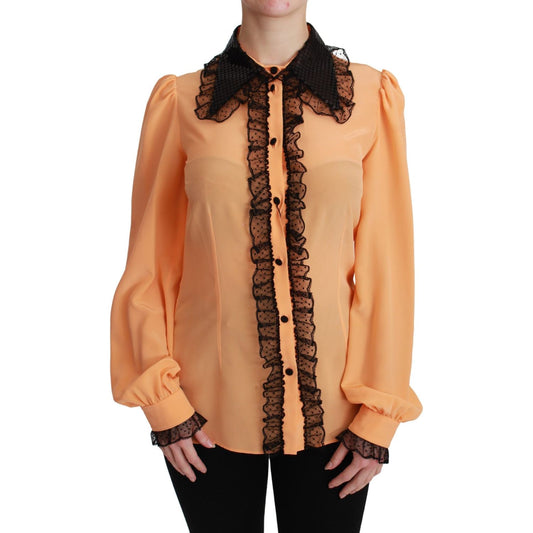 Dolce & Gabbana Silk Blend Yellow Blouse with Sequined Collar Dolce & Gabbana Dark Salmon