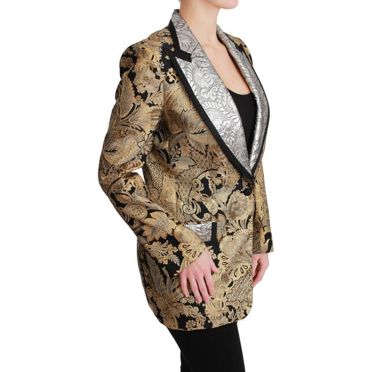 Dolce & Gabbana Elegant Gold Floral Jacquard Blazer Dolce & Gabbana Rosy Brown