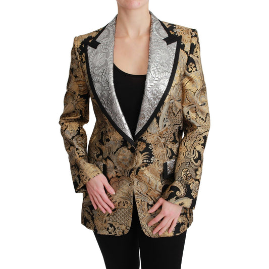 Dolce & Gabbana Elegant Gold Floral Jacquard Blazer Dolce & Gabbana Dark Slate Gray