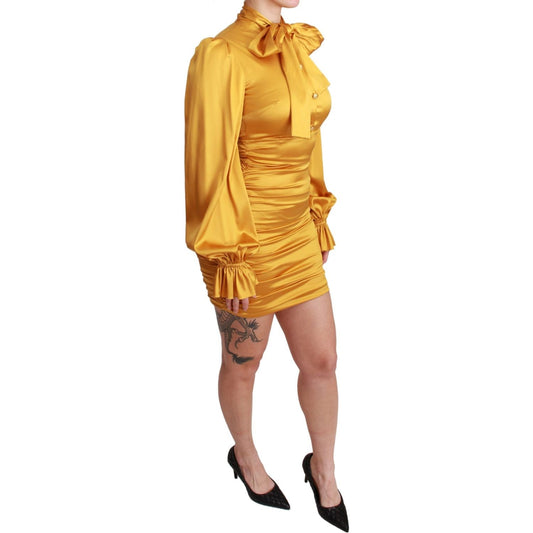 Dolce & Gabbana Radiant Yellow Silk Bodycon Mini Dress Dolce & Gabbana Goldenrod