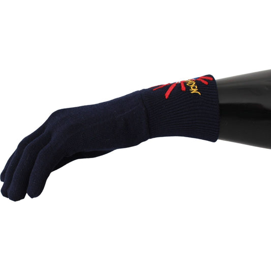 Dolce & Gabbana Blue Virgin Wool Unisex Gloves Dolce & Gabbana Black