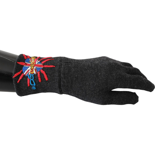 Dolce & Gabbana Gray Virgin Wool Unisex Gloves Dolce & Gabbana Dark Slate Gray