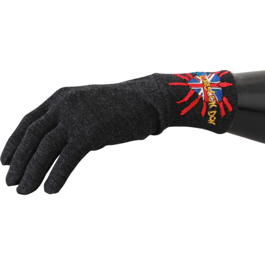 Dolce & Gabbana Gray Virgin Wool Unisex Gloves Dolce & Gabbana Dark Slate Gray