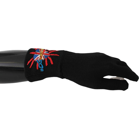 Dolce & Gabbana Elegant Black Virgin Wool Unisex Gloves Dolce & Gabbana Black