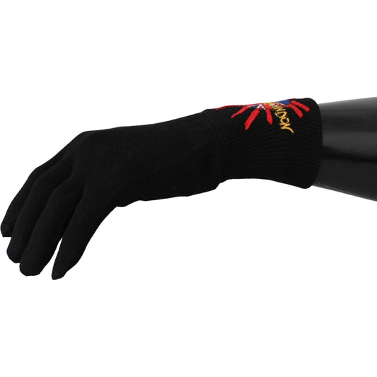 Dolce & Gabbana Elegant Black Virgin Wool Unisex Gloves Dolce & Gabbana Black