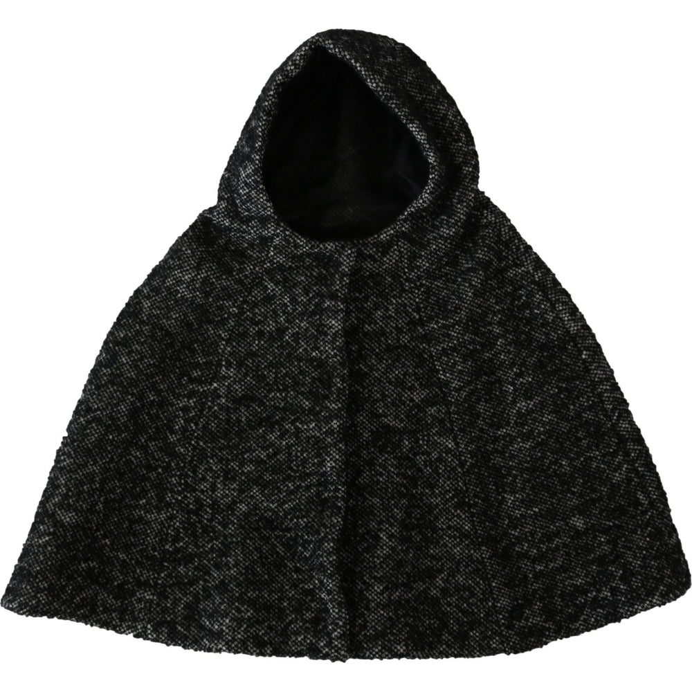 Dolce & Gabbana Elegant Gray Wool Hooded Scarf by Iconic Italian Label Hood Scarf Dolce & Gabbana Black