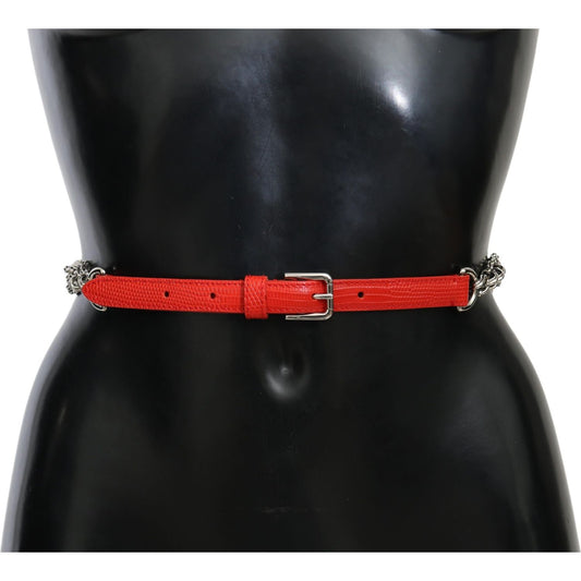 Dolce & Gabbana Elegant Floral Rose Waist Belt in Vibrant Red Belt Dolce & Gabbana Black