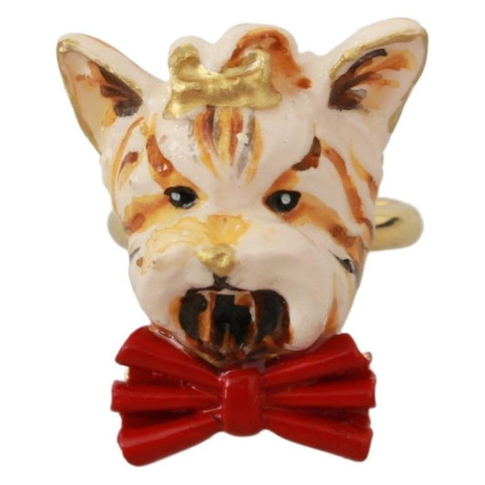 Dolce & Gabbana Chic Canine Gold-Tone Statement Ring Dolce & Gabbana Tan