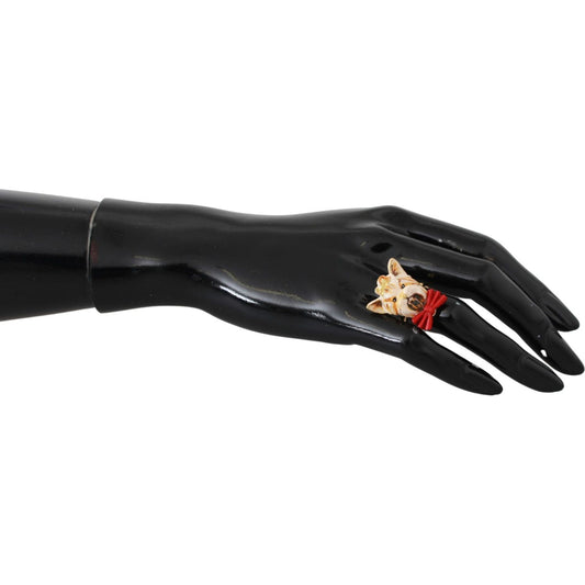 Dolce & Gabbana Chic Canine Gold-Tone Statement Ring Dolce & Gabbana Dark Slate Gray