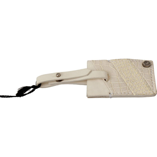 GF Ferre Elegant Beige Leather Keychain Keychain GF Ferre Gray
