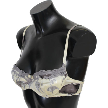 Ermanno Scervino Beige Gray Lace Balconcino Bra Underwear