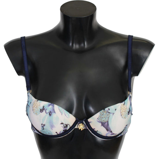 Roberto Cavalli Elegant Push-Up Bra in Blue Print Roberto Cavalli Dark Slate Gray