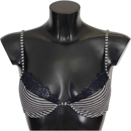 Ermanno Scervino Blue Stripes Lace Reggiseno Bra Ermanno Scervino Dark Slate Gray