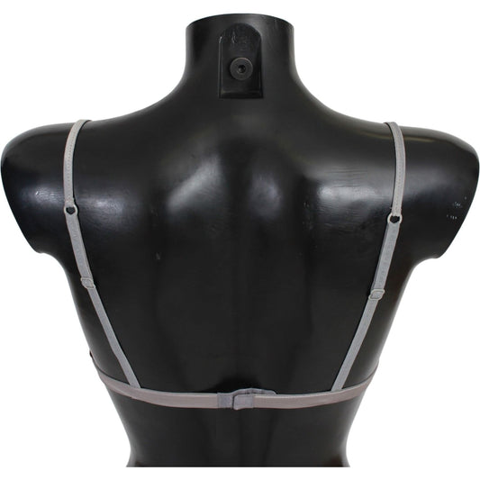 Ermanno Scervino Sequined Gray Triangolo Bra Luxury Underwear Ermanno Scervino Dark Slate Gray
