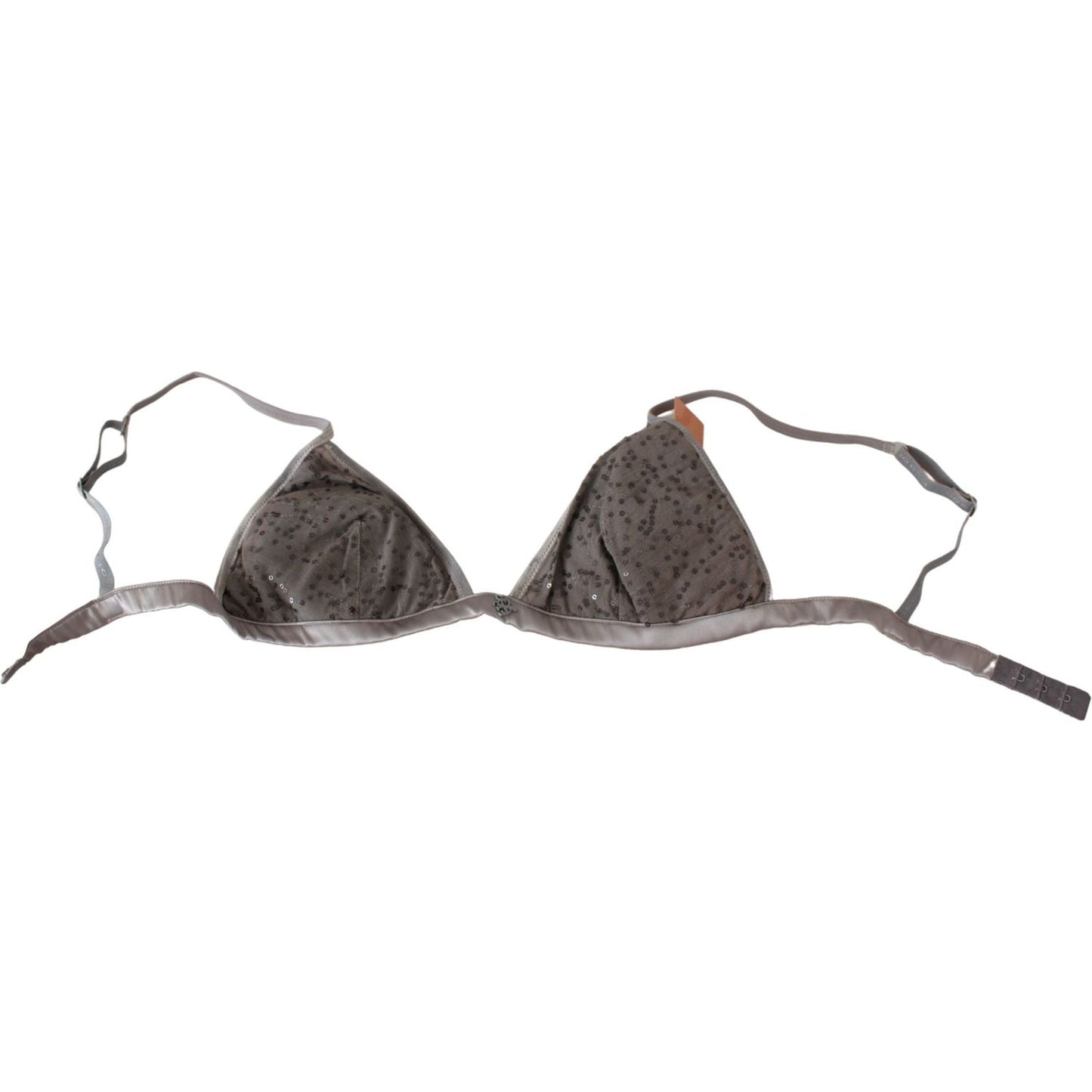 Ermanno Scervino Sequined Gray Triangolo Bra Luxury Underwear Ermanno Scervino Dim Gray
