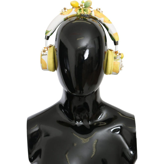 Dolce & Gabbana Glamorous Gold-Embellished Leather Headphones Dolce & Gabbana Dark Slate Gray