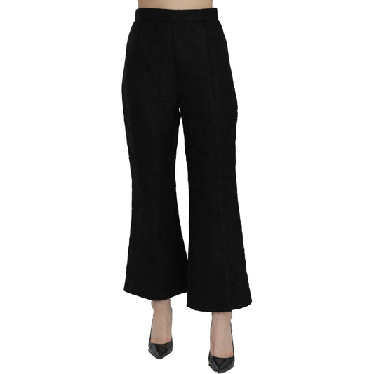 Dolce & Gabbana Chic High Waist Flared Cropped Pants Jeans & Pants Dolce & Gabbana Black