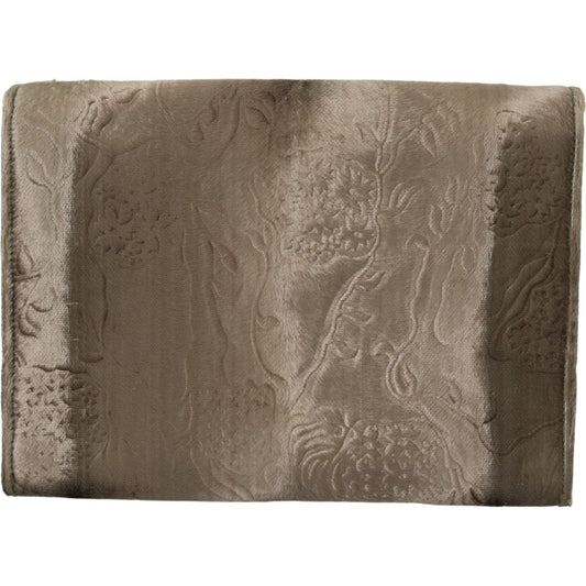 Dolce & Gabbana Beige Velvet Croco-Print Leather Briefcase Clutch Clutch Dolce & Gabbana Dim Gray