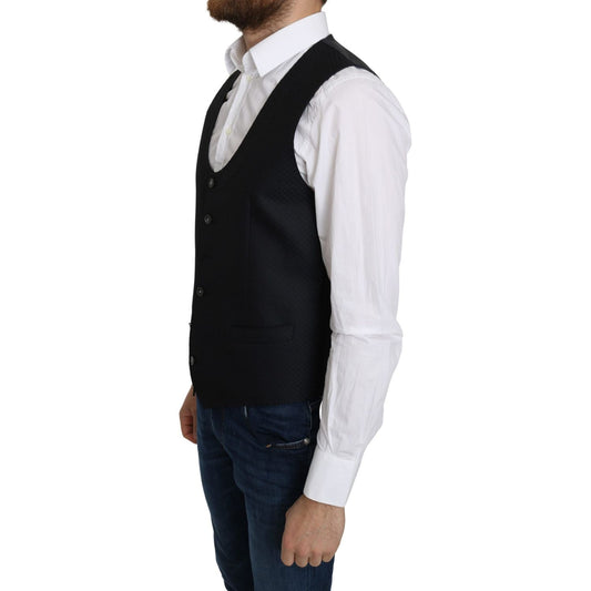 Dolce & Gabbana Elegant Blue Silk-Blend Formal Vest Dolce & Gabbana Light Gray