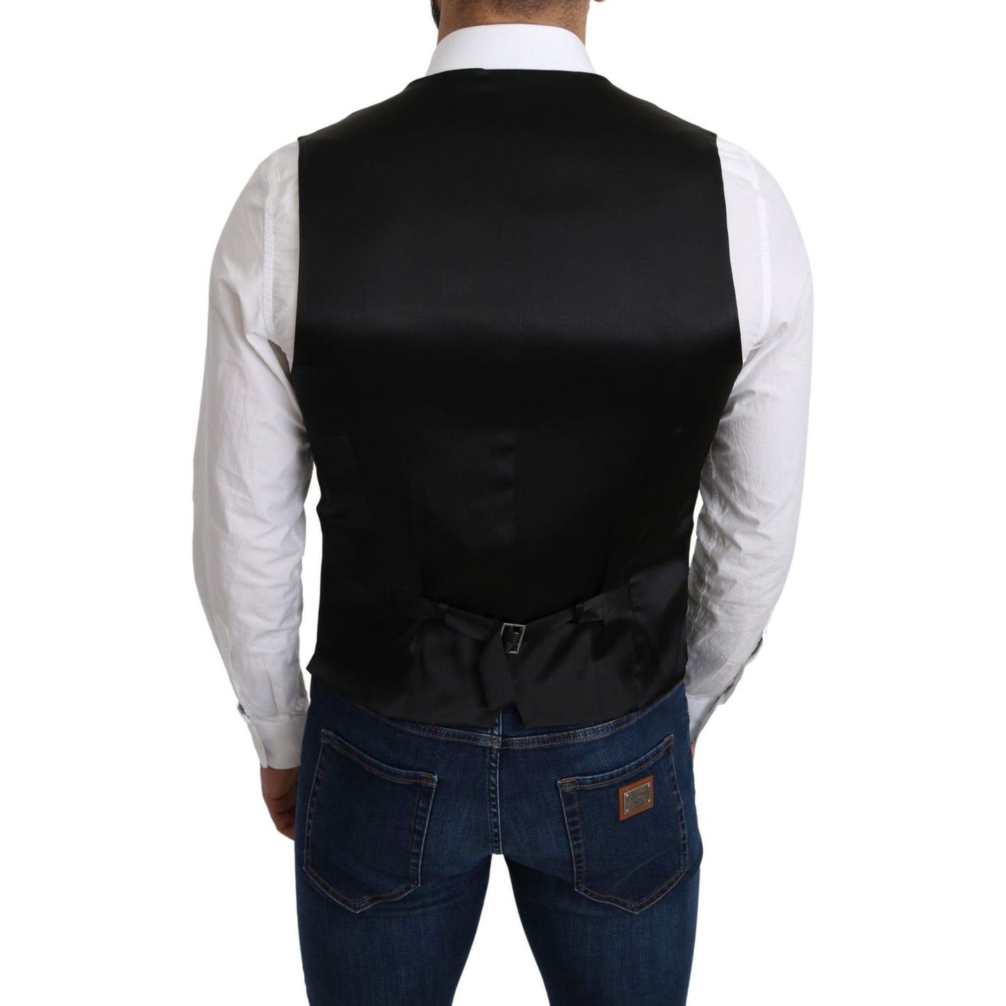 Dolce & Gabbana Elegant Silk Formal Gray Vest Dolce & Gabbana Gray