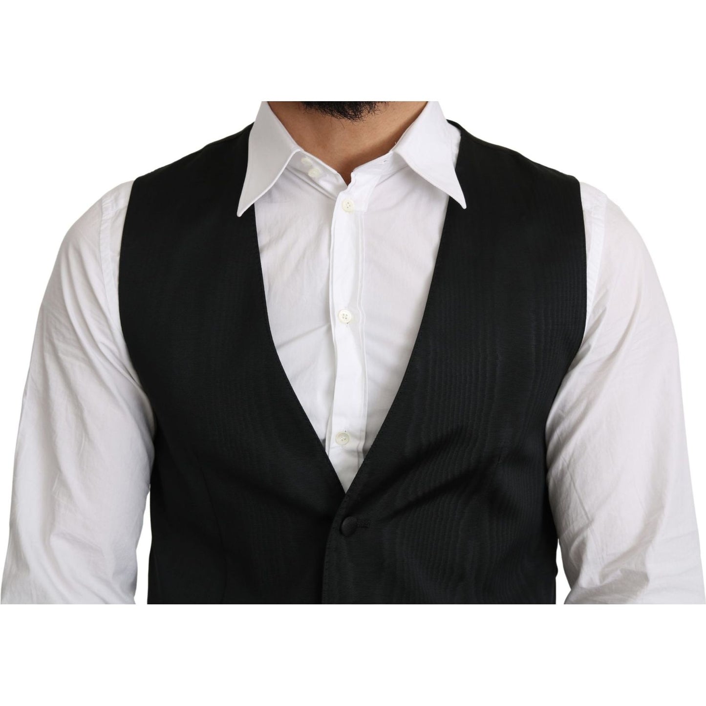 Dolce & Gabbana Elegant Silk Formal Gray Vest Dolce & Gabbana Light Gray