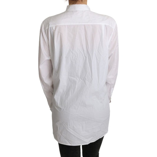 Dolce & Gabbana Elegant Scarf Neck Cotton Blouse Dolce & Gabbana Light Gray