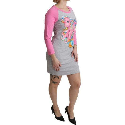 Chic Gray Cotton Blend Moschino Sweater Dress Moschino Rosy Brown