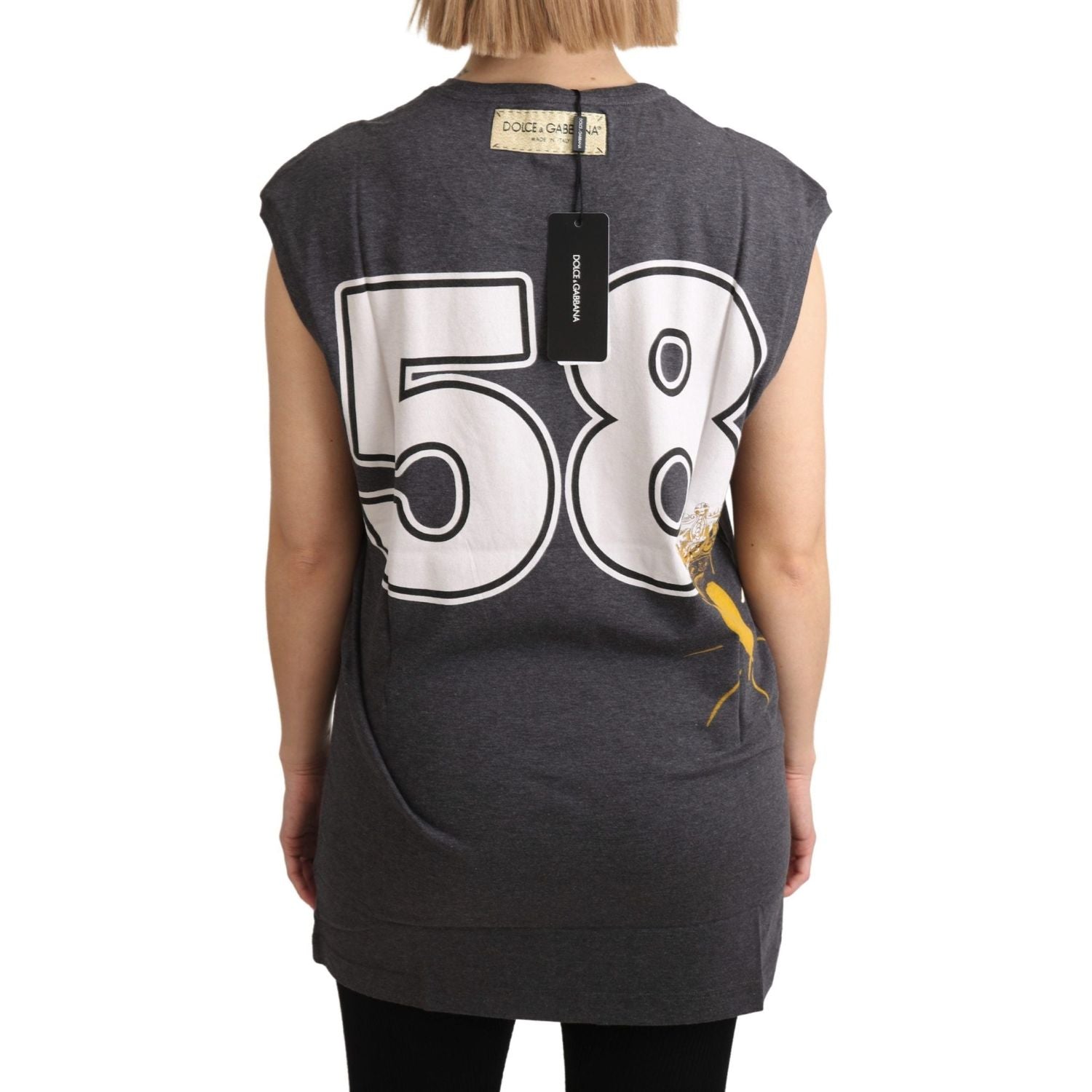 优雅灰色棉质盖袖 T 恤