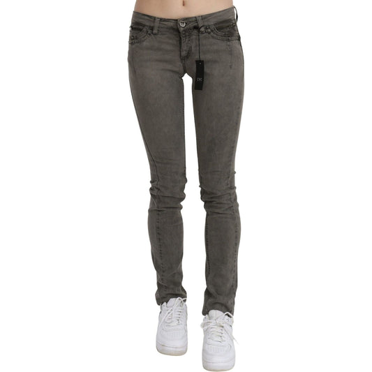 Costume National Chic Gray Slim Fit Cotton Jeans Costume National Dark Slate Gray