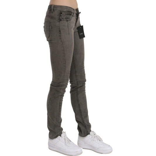 Costume National Chic Gray Slim Fit Cotton Jeans Costume National Dark Slate Gray