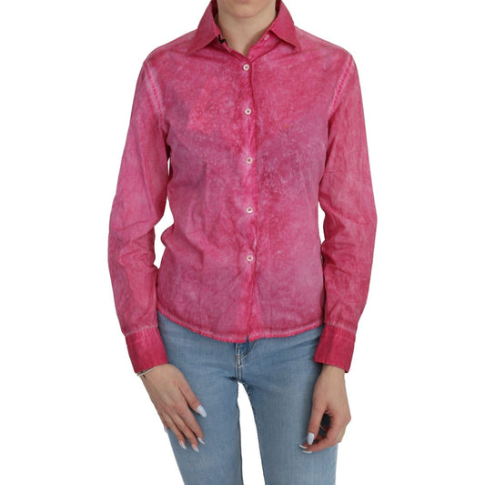 Chic Pink Cotton Polo Blouse by Ermanno Scervino Ermanno Scervino Maroon