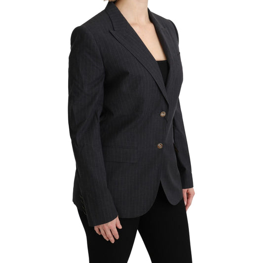 Dolce & Gabbana Elegant Gray Striped Cotton Blazer Dolce & Gabbana Black