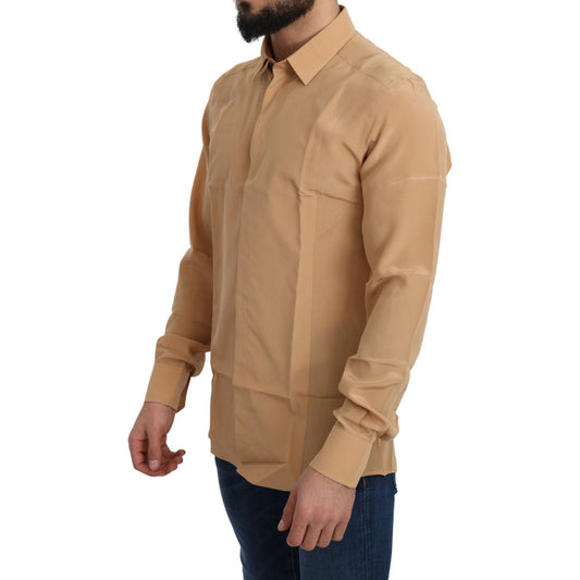 Dolce & Gabbana Elegant Yellow Silk Men's Formal Shirt Dolce & Gabbana Rosy Brown