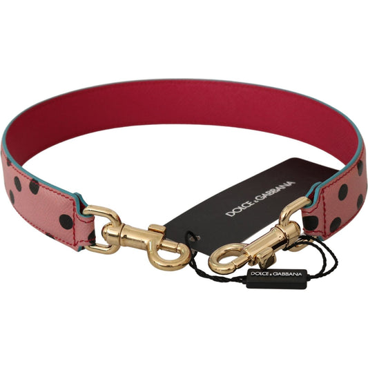 Dolce & Gabbana Elegant Pink Polka-Dotted Leather Shoulder Strap Dolce & Gabbana Brown