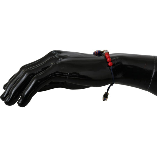 Dolce & Gabbana Elegant Blue Red Glass Cotton Blend Bracelet Bracelet Dolce & Gabbana Black