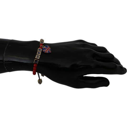 Dolce & Gabbana Elegant Blue Red Glass Cotton Blend Bracelet Bracelet Dolce & Gabbana Black