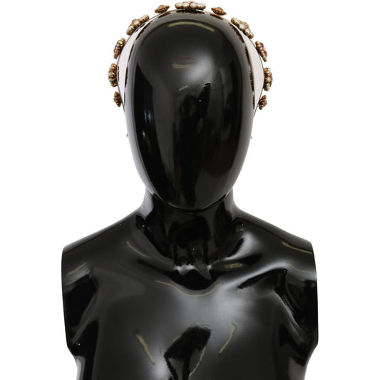 Dolce & Gabbana Elegant Crystal Pearl Diadem Headpiece Dolce & Gabbana Black