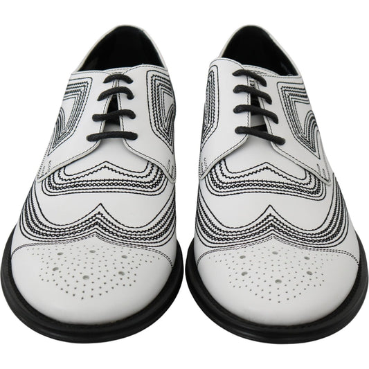 Dolce & Gabbana Elegant White Leather Derby Shoes Dolce & Gabbana Black