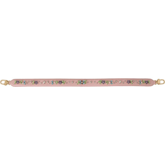 Dolce & Gabbana Stunning Pink Crystal Studded Leather Strap Dolce & Gabbana Rosy Brown