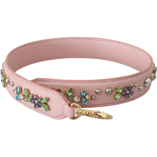 Dolce & Gabbana Stunning Pink Crystal Studded Leather Strap Dolce & Gabbana Rosy Brown