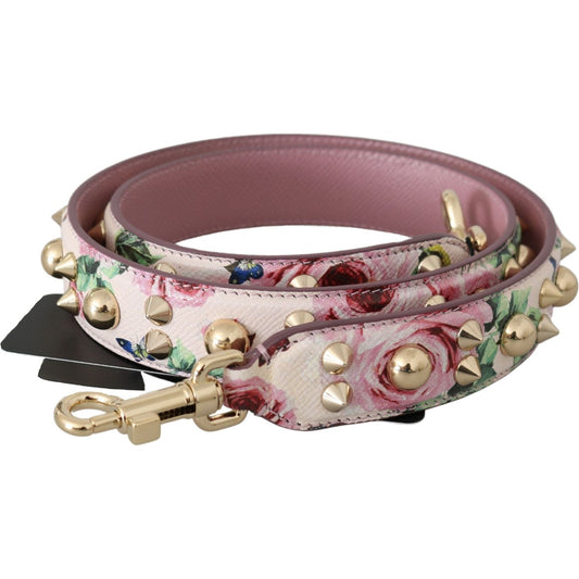 Dolce & Gabbana Chic Floral Pink Leather Shoulder Strap Dolce & Gabbana Dim Gray