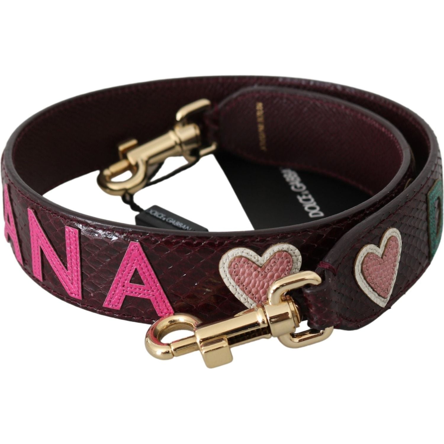 Dolce & Gabbana Bordeaux Exotic Skin Leather Belt Shoulder Strap