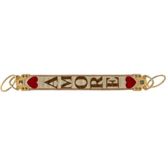 Dolce & Gabbana Chic Gold AMORE Print Shoulder Strap Dolce & Gabbana Rosy Brown