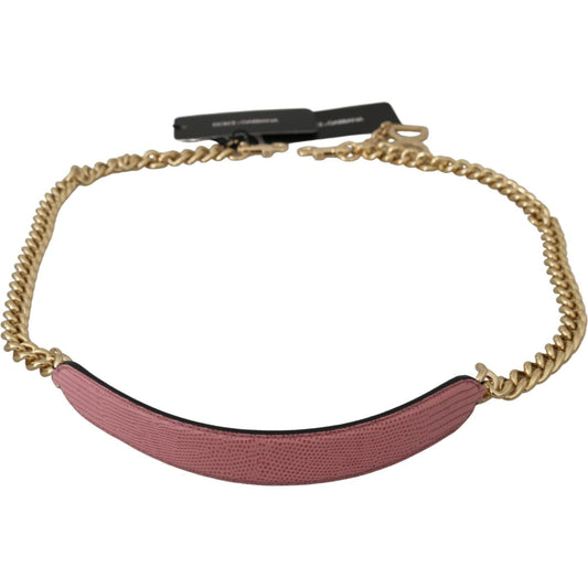 Dolce & Gabbana Elegant Pink Gold Leather Shoulder Strap Dolce & Gabbana Dim Gray