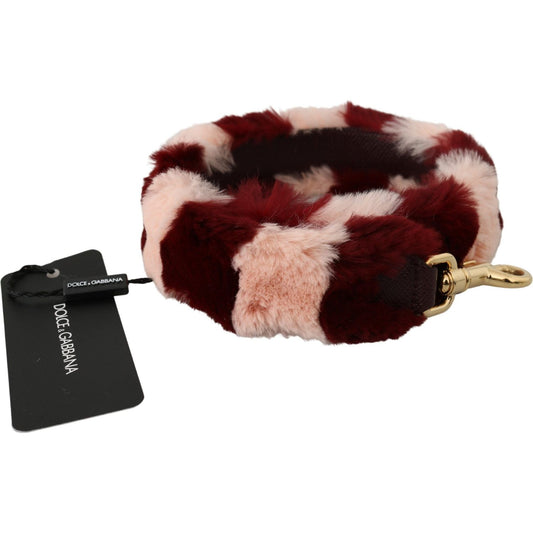 Dolce & Gabbana Bordeaux Pink Fur Shoulder Strap Luxury Accessory Dolce & Gabbana Tan