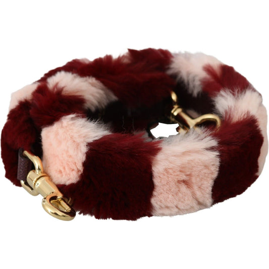 Dolce & Gabbana Bordeaux Pink Fur Shoulder Strap Luxury Accessory Dolce & Gabbana Tan